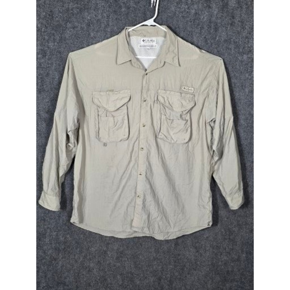 Columbia PFG Bahama‎ II Long Sleeve Fishing Shirt Mens XXL Khaki Vented Outdoor